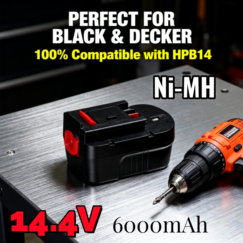 Black+Decker Tool Cordless - Upgraded 14.4V 6000mAh Ni-MH Battery for